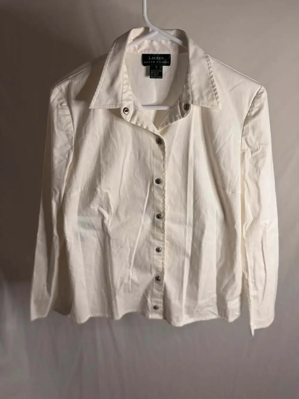Lauren Ralph Lauren‎ White Button-Down Denim Shirt Jacket Size 8